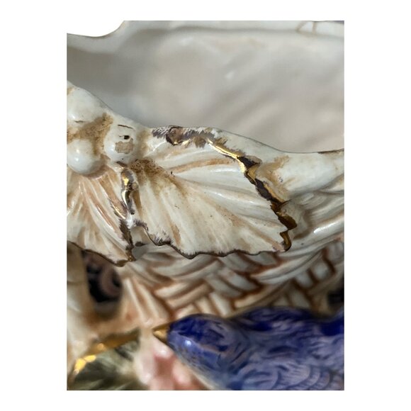 Vintage Norleans Ceramic Bud Vase – Wicker Basket with Bluebird – 4.5 x 3 in – J - Picture 2 of 7